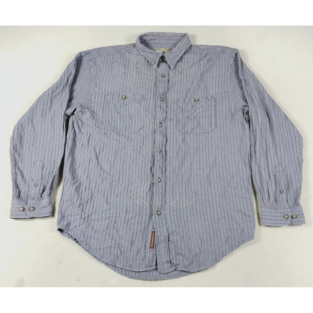 Vintage The Territory Ahead Shirt Mens XL Blue Striped Long Sleeve Button Up